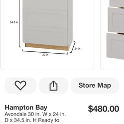 30” DRAWERS BASE CABINET NEW IN BOX