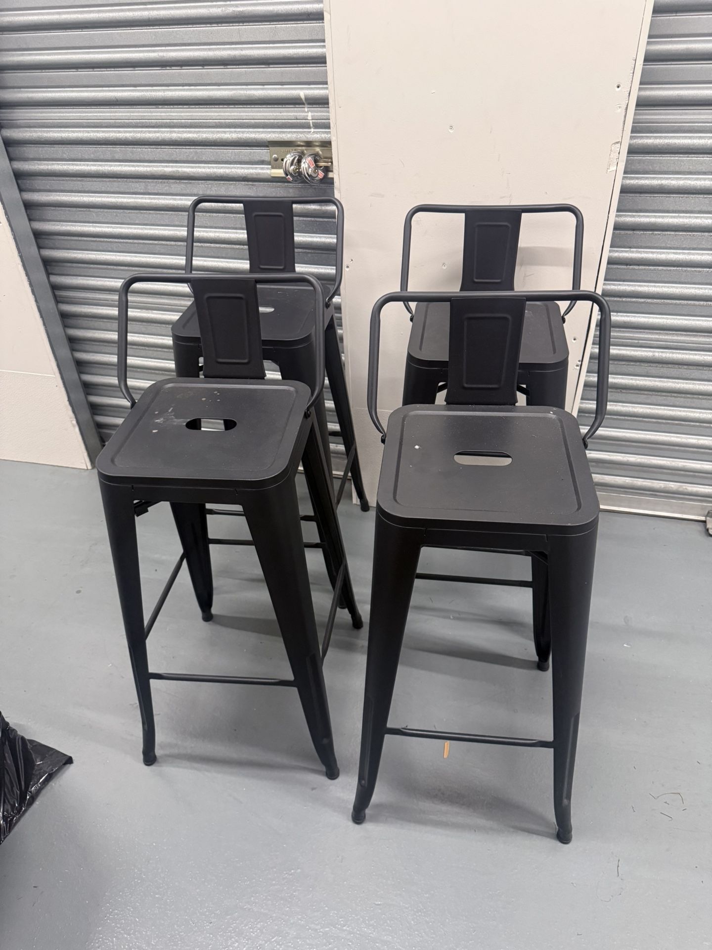 30” Black Metal Bar Stools