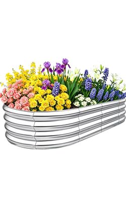 Garden Raised Garden Bed Kits, 4×2×1 FT Galvanized Raised Garden Bed for Vegetables Flowers Ground P