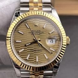 (300$)Rolex Datejust Two Tone Champagne Dial Jubilee Fluted Bezel