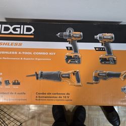 18V Brushless Cordless 4-Tool Combo Kit with (1) 4.0 Ah and (1) 2.0 Ah MAX Output Batteries, 18V Charger, and Tool Bag