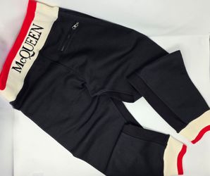Alexander MCQueen S Black Sweatpants Joggers Boxer Rear Waist Logo Red Off White ITALY Heavy Weight Cotton
