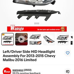 13 14 15 16 Chevy Malibu limited left side headlight 