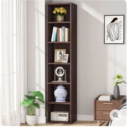 U0195) 70.9" Corner Bookcase, Modern 6-Tier Narrow Cube Display Shelves