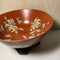 Coral red glaze bowl