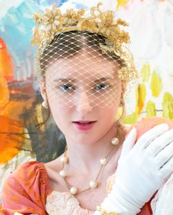 Daphne Bridgerton; Handmade Golden Lace Headpiece