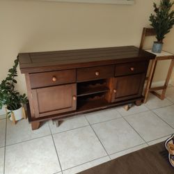 Brown Wooden Dining Server Cabinet