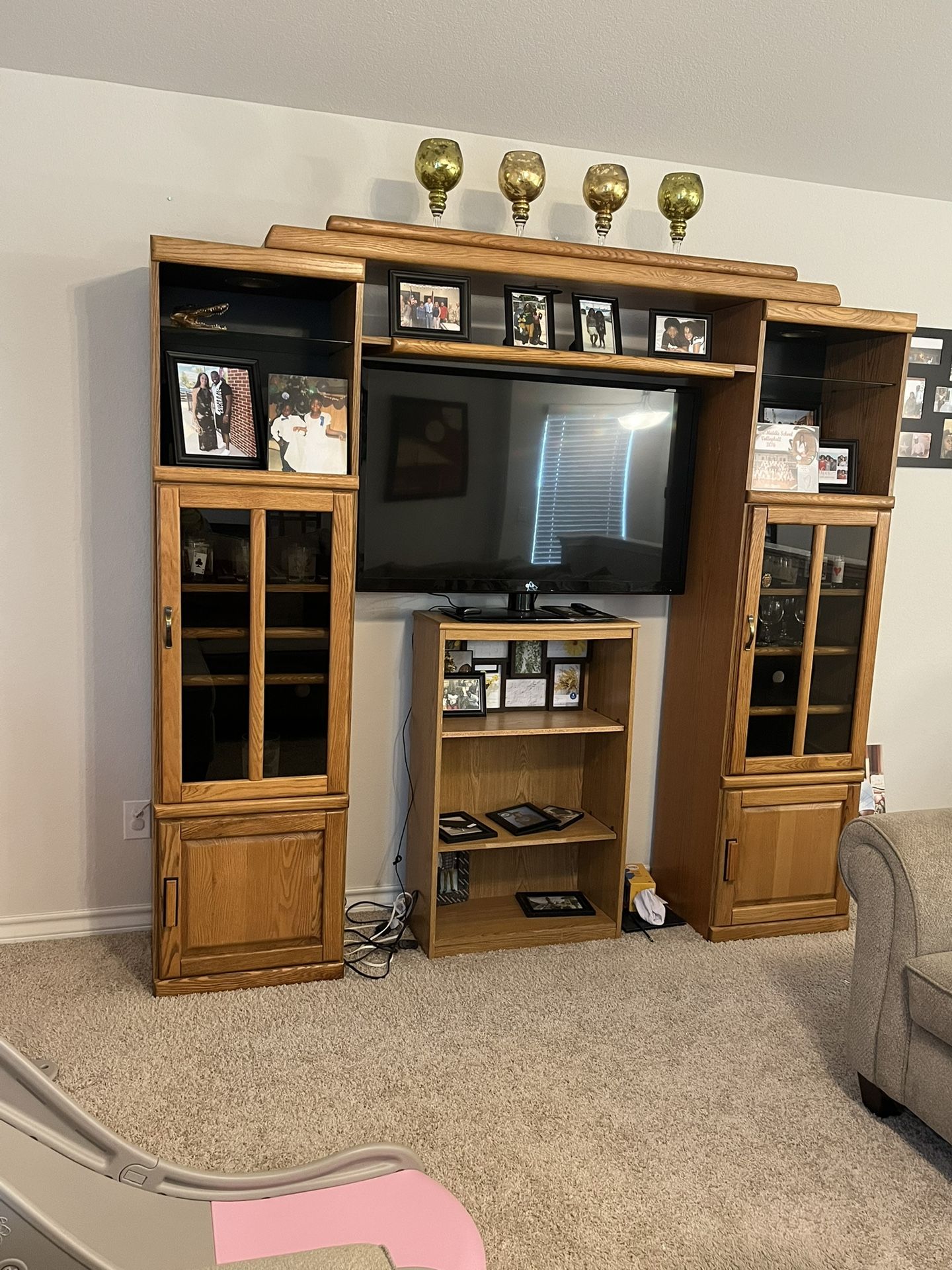 Spacious Wooden Entertainment Center