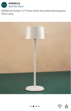 14" Matte White Dimmable Rechargeable Table Lamp