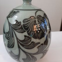 Floral Korean Celadon Vase