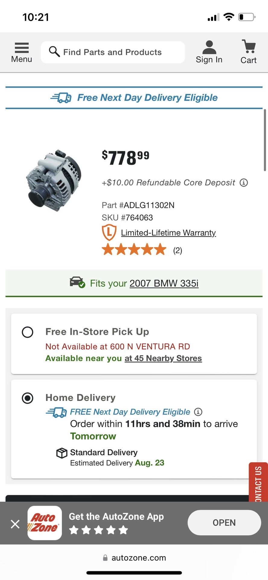 2007 Bmw 335i Alternator