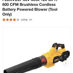 DEWALT FLEXVOLT 60V MAX 125 MPH 600 CFM Brushless Cordless Battery Powered Blower (Tool Only)