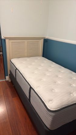 Twin Bed Set with Mattress and Headboard