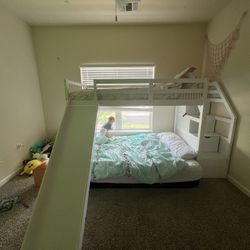 Twin Loft Bed With Storage And Slide 