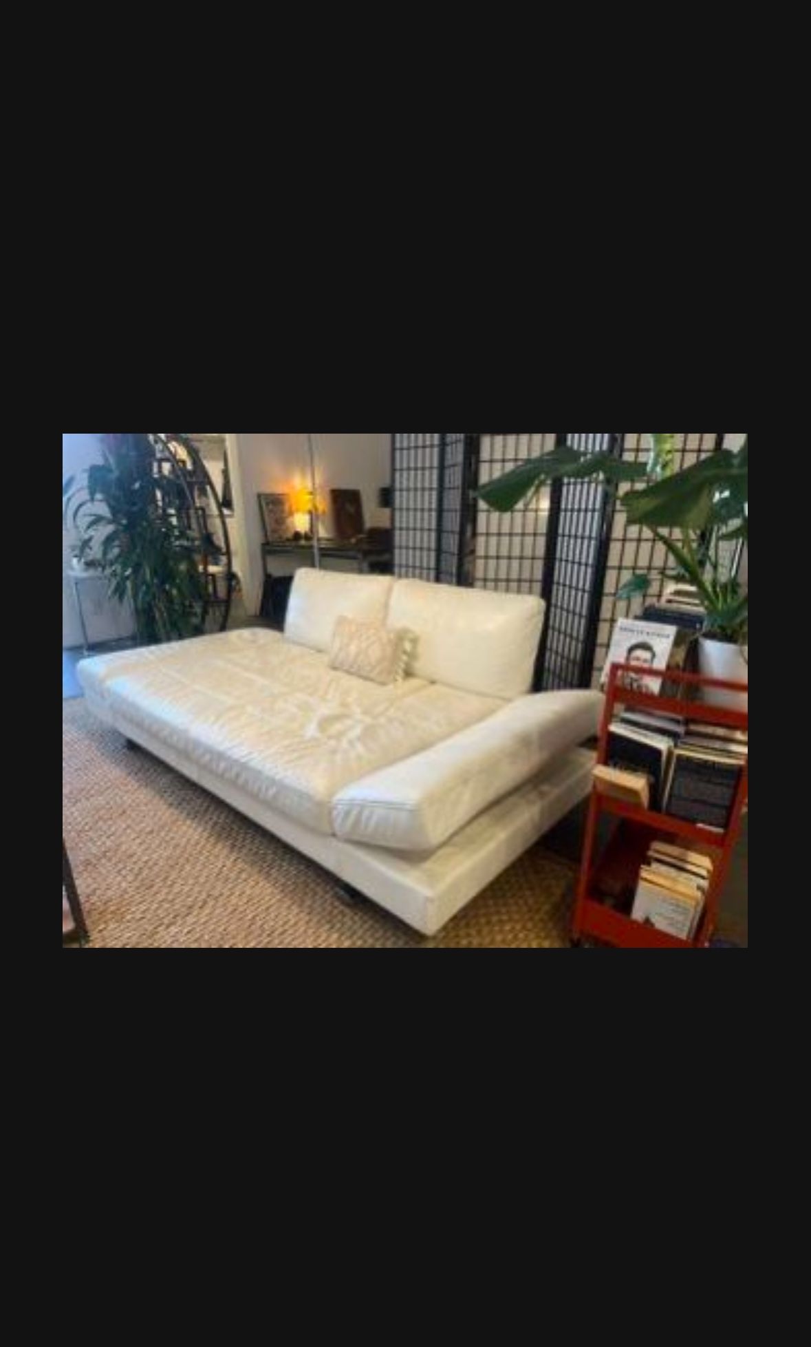 White Leather sofa, Couch & Bed