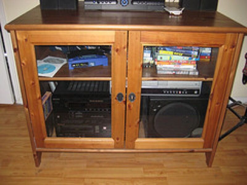 IKEA Leksvik TV Stand with Lock. Solid wood. Just downsizing :)