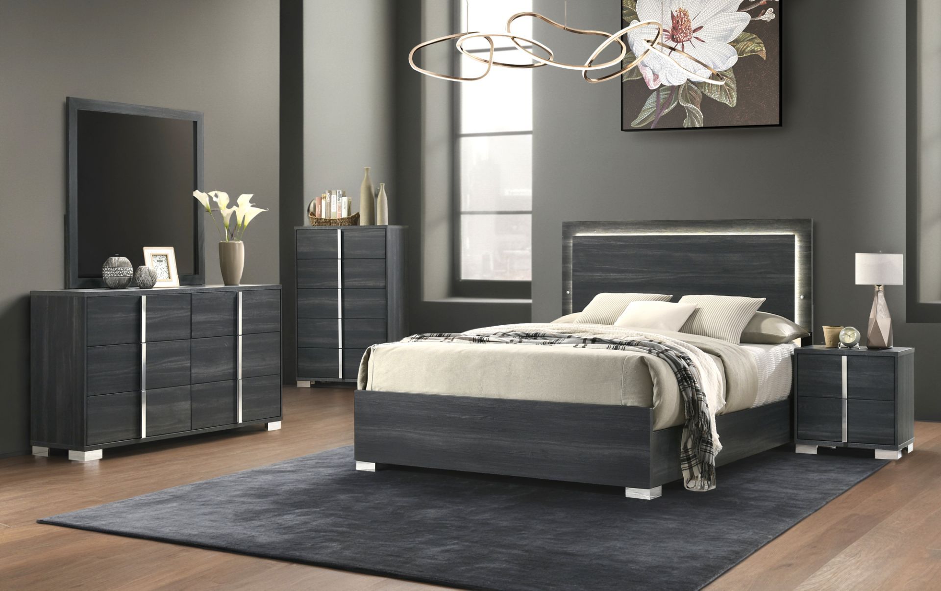 4 PC BEDROOM SET NEW IN BOX (MATTRESS AND CHEST SOLD SEPARATELY)