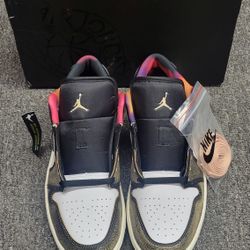 Nike Air Jordan 1 Low Wear Away Black Onyx Sail Shoes Size 10 (Dq8422-001)
