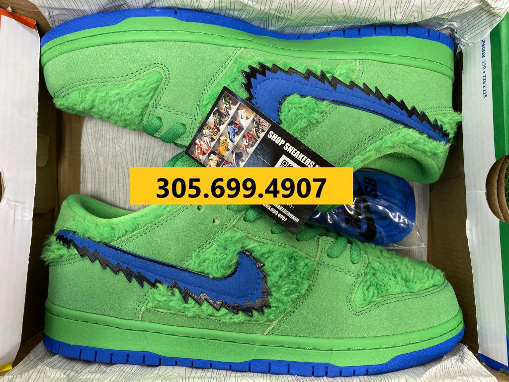 NIKE SB DUNK LOW GRATEFUL BEARS GREEN BLUE BLACK WHITE NEW SNEAKERS SHOES SIZE 10 9.5 9 A5