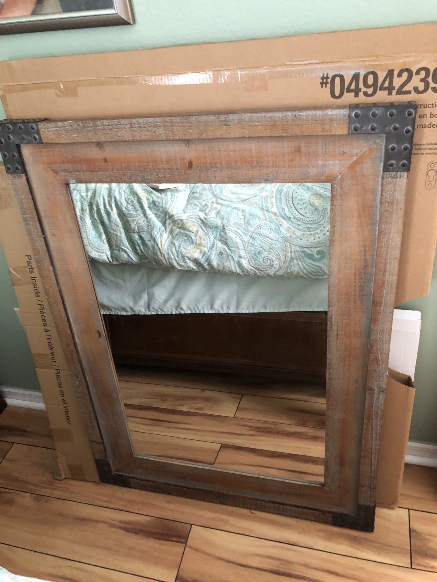 2 Rustic Wooden Mirrors- 1 new