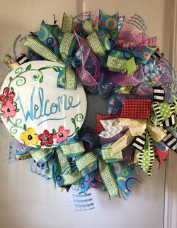 Welcome mesh wreath