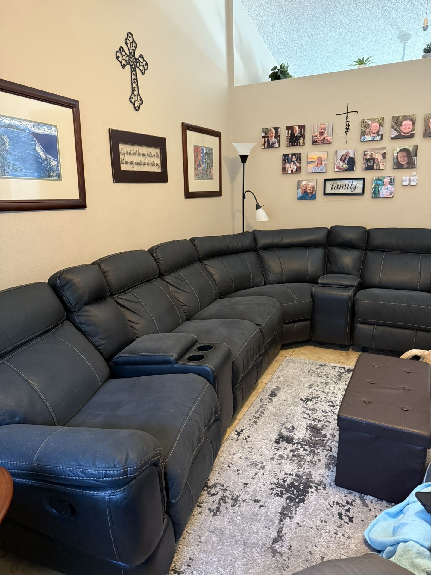 Faux Black Sectional Couch