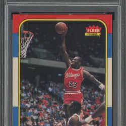 1986 Fleer Basketball #57 Michael Jordan Bulls RC Rookie HOF PSA 7 LOOKS NICER