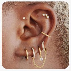 6 sets 14 k gold plated earrings