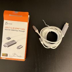 J5create USB-C To 4K HDMI Cable With Pd Charging Passthough 