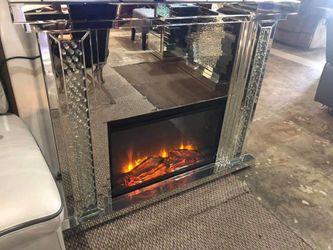 Mirrored Accent Furniture - Mirrored Fireplace