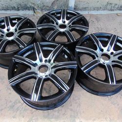 4 Used Gloss Black & Machined 16X7.5 MB Alpina Rims 5X120 +35MM Offset