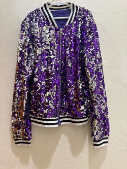 Purple Sequin Bomber Jacket Size S (5-6)