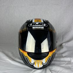 HJC CL-15P full-face motorcycle helmet with a custom flame/tribal graphic design.size XL