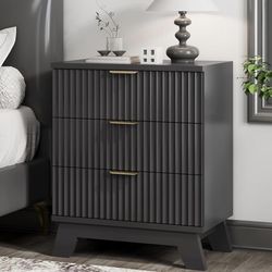 Black Fluted Nightstand - HLG047