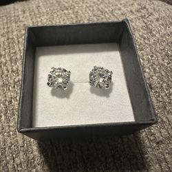  2 CT VVS Moissanite Stud Earrings – S925 Sterling Silver 