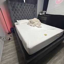 Queen Size luxury Grey Bed frame 
