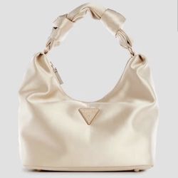 Guess Pale Gold Satin Hobo Bag