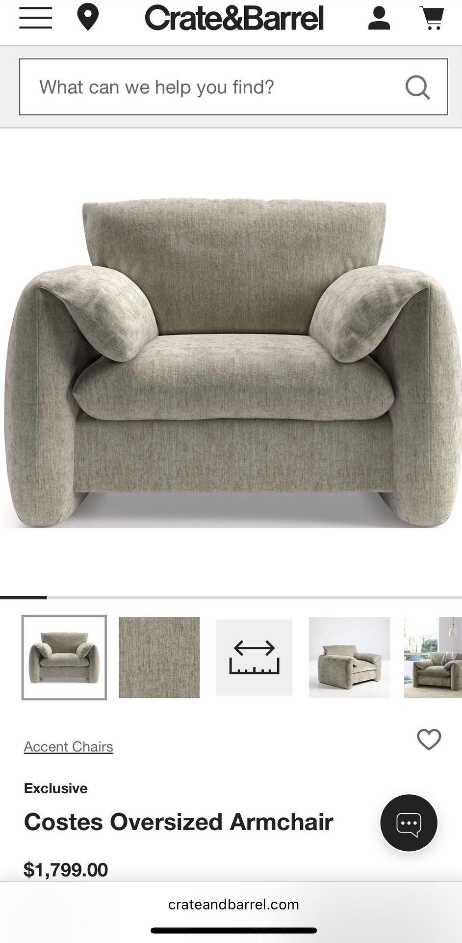 Crate And Barrel Costes Oversized Armchair
