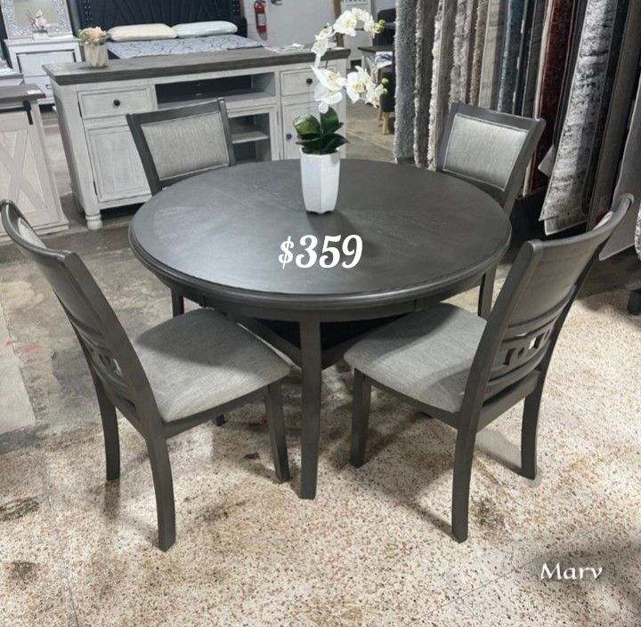 Gorgeous Gray 5-Pc Round Dining Table Set