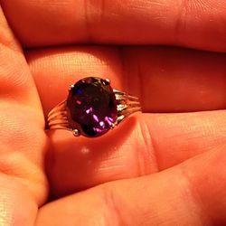 925.Silver Classic Solitaire Amethyst Stone Ring 
