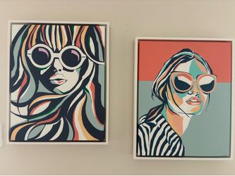 Modern Pop Art Canvas Set (2) – Framed Oversized Fashion Portraits