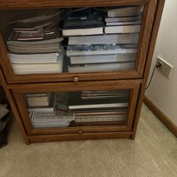 Vintage-Style Bookcase with Glass Doors