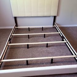 Beige queen bed frame