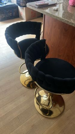 Black and gold velvet bar stools