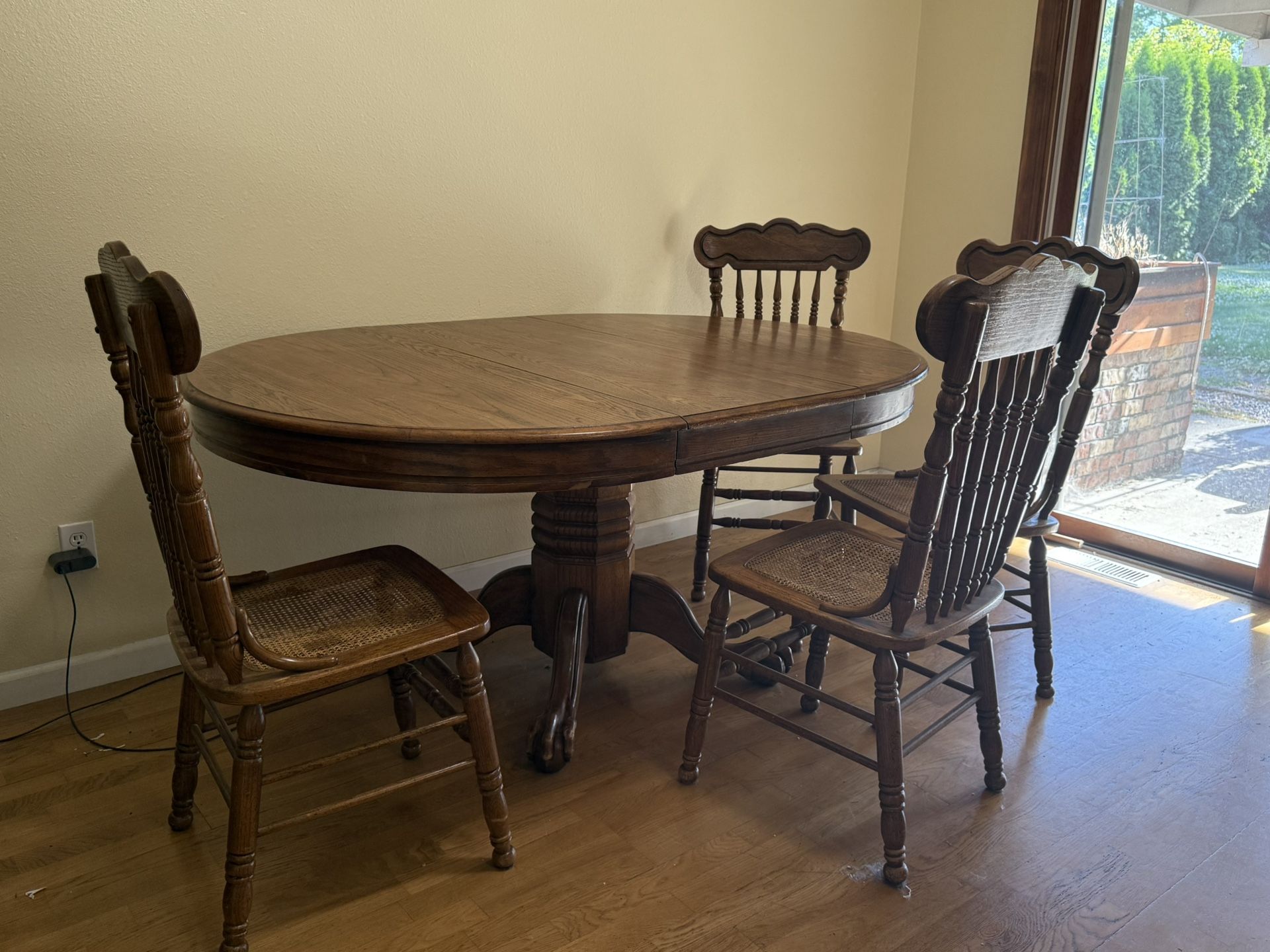 Antique Clawfoot Oak Dining Table with Chairs