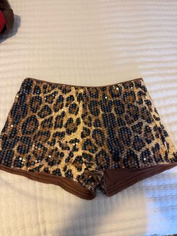 Sequin Leopard Print Mini Shorts