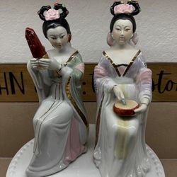 2 Vintage Chinese Porcelain Figurine Japanese Geisha