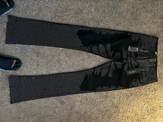 BLACK RINESTONES STACKED JEANS 30/32 NEW