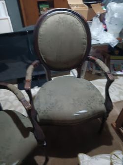 Pair of Vintage Louis XVI Style Oval Back Armchairs