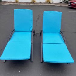 On Sale!! Set Of 2 New In Box Outdoor Patio Lounge Chaise w/ Wheels Recliner Poolside